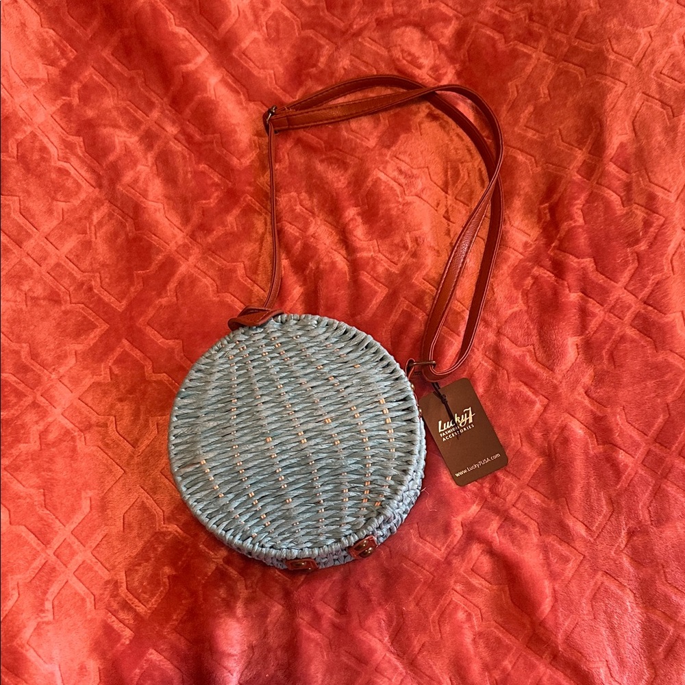 Elegant Woven Blue Crossbody Bag